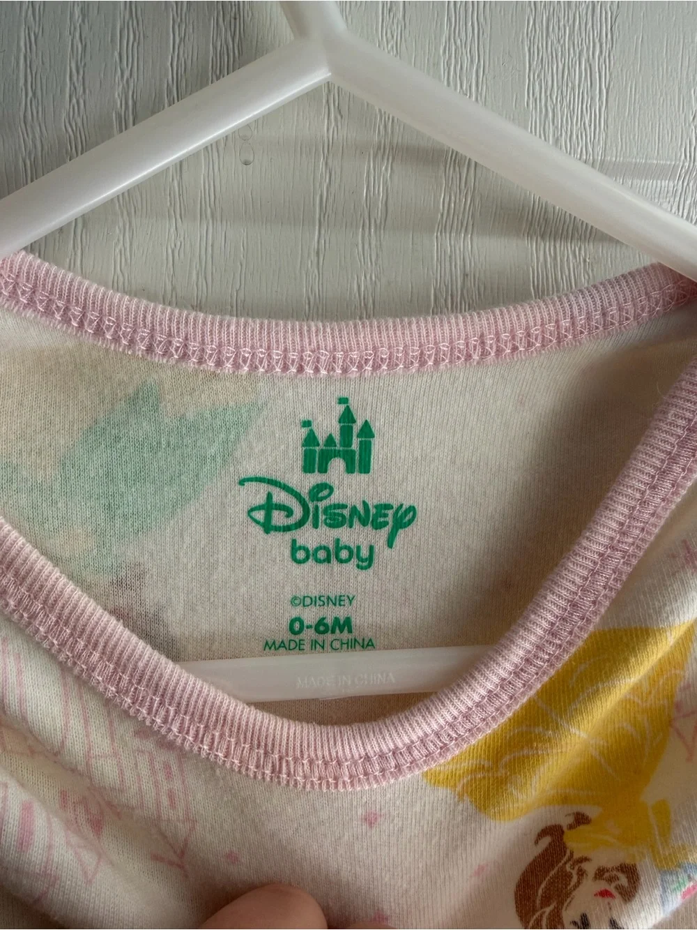 Disney Baby Cream Gown with Pink Trim and Pastel Prints - Picture 2 of 3